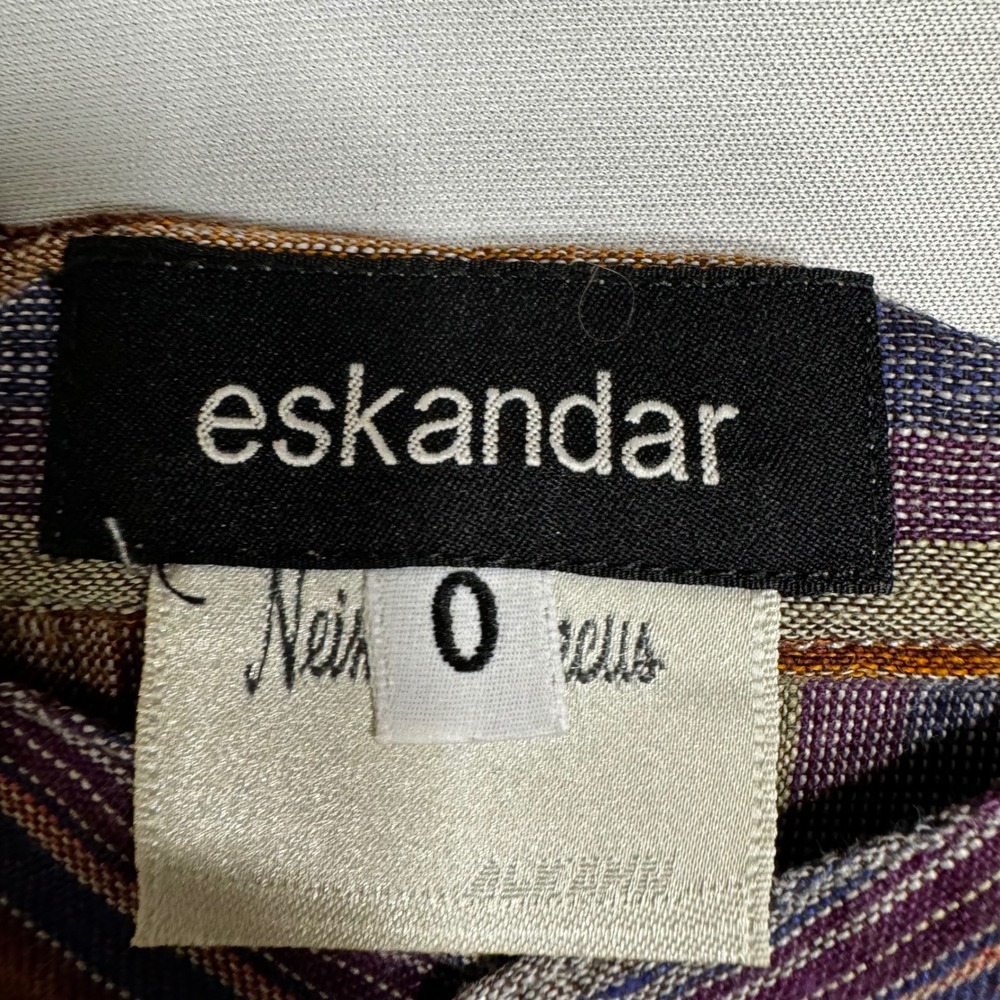 Eskandar Shirt 100% Linen Striped Top Womens Sz 0 Mandarin Collar Lagenlook - Picture 5 of 6